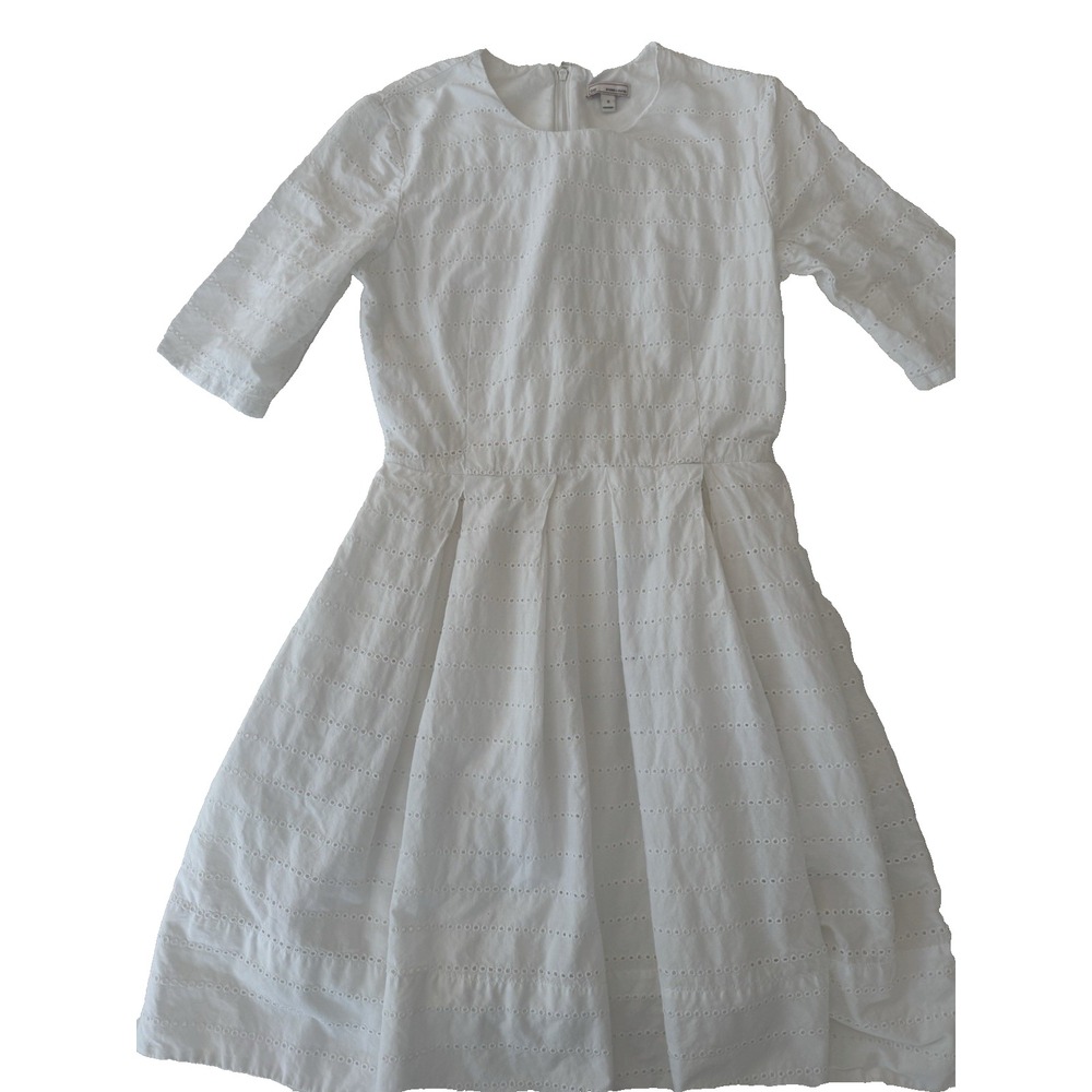 Gap Women's White Fit & Flare Eyelet Dress - Size 0 (100% Cotton, Lined)